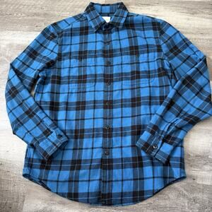 American Eagle Outfitters Flannel Shirt Mens Sz Large Blue Plaid Regular Fit